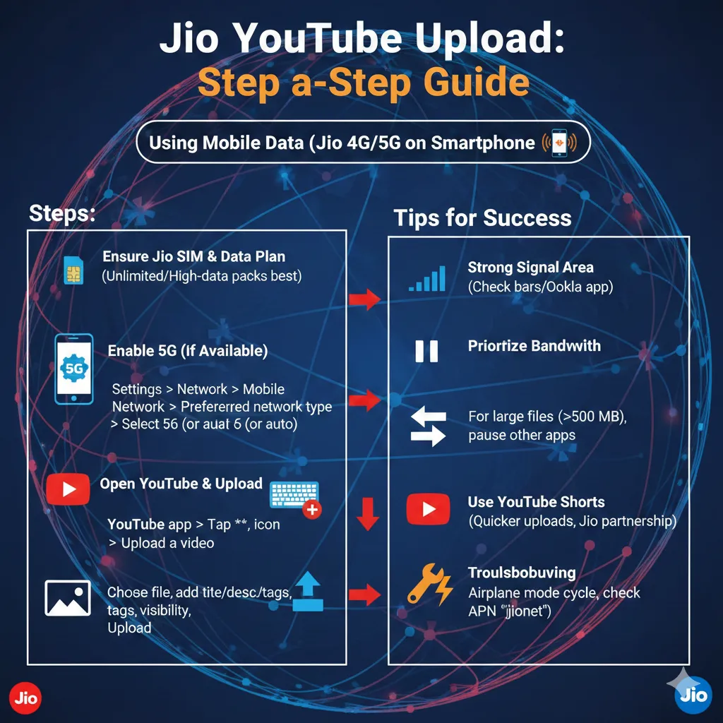 Step-by-Step Methods to Upload a YouTube Video Using Jio Network