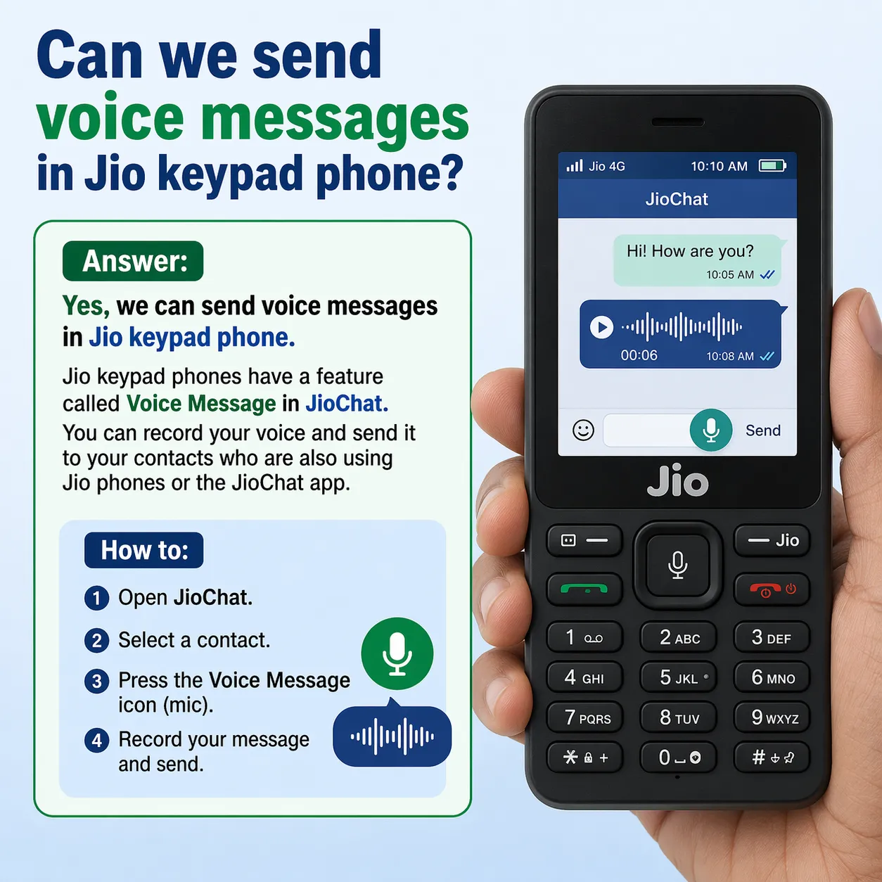 How to Send Voice Message on JioPhone using jiochat app