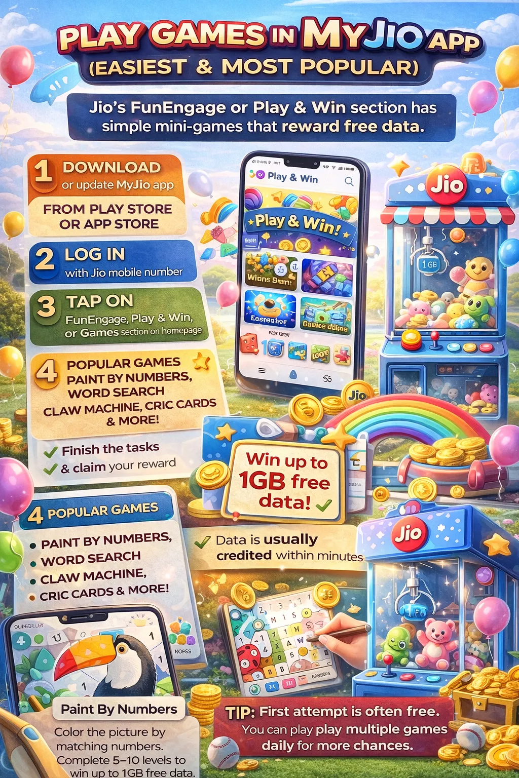 Play Games in MyJio App infographic