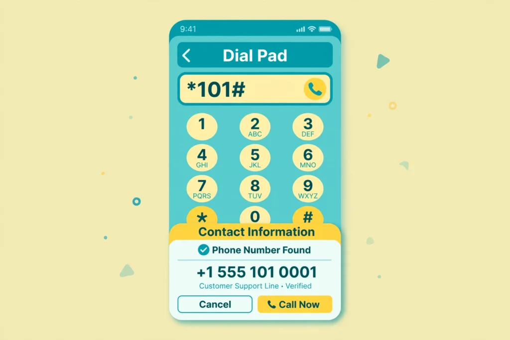 Smartphone dial pad showing the *101# USSD code used to check a Turkcell phone number