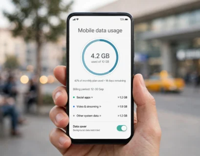 Smartphone screen showing mobile data usage while checking Turkcell data balance