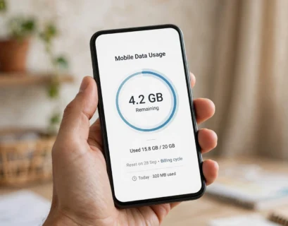 Smartphone screen showing remaining mobile data while checking Airtel data balance