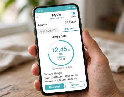 MyJio app showing data balance and validity screen