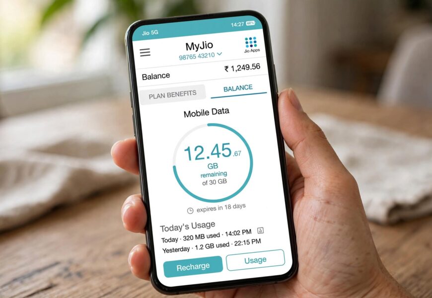 MyJio app showing data balance and validity screen