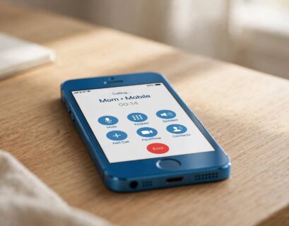 iPhone 5c screen showing an active call