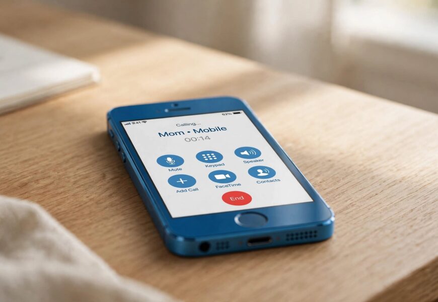 iPhone 5c screen showing an active call
