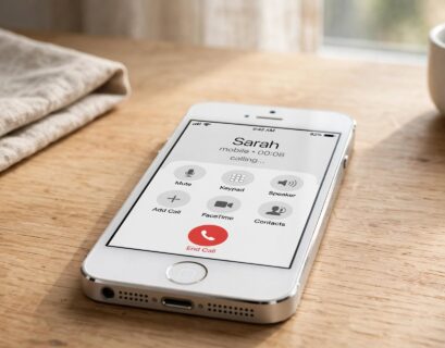 iPhone 5s screen showing an active call