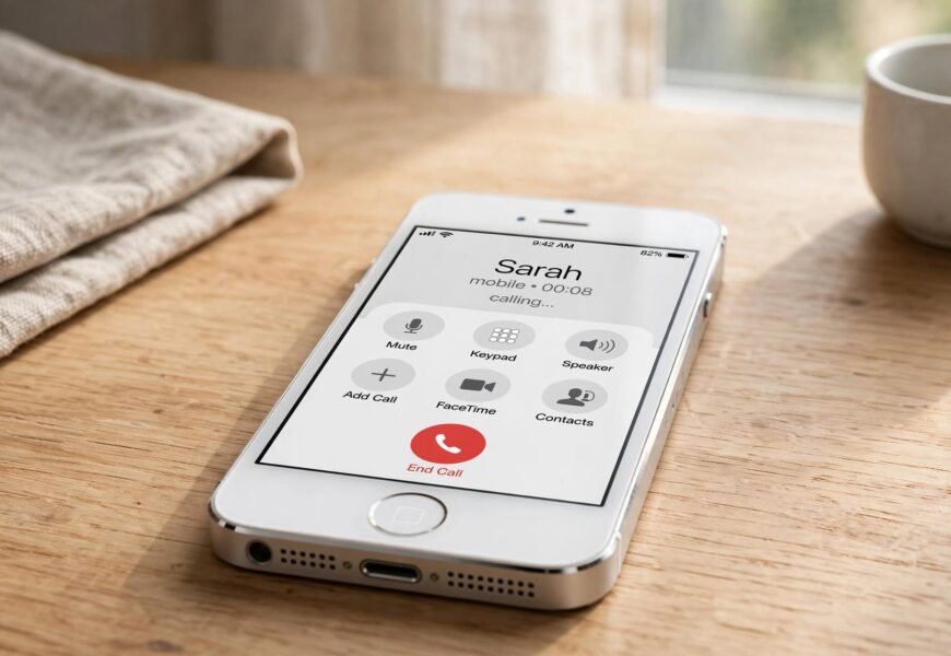 iPhone 5s screen showing an active call