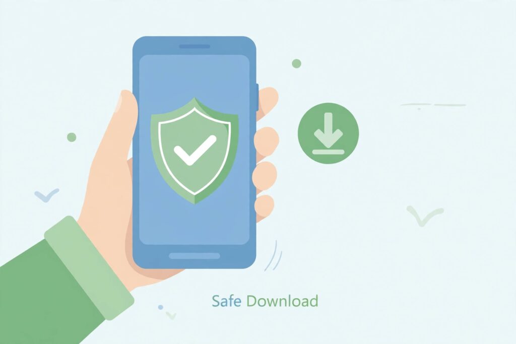 Shield and checkmark icon representing safe template downloads