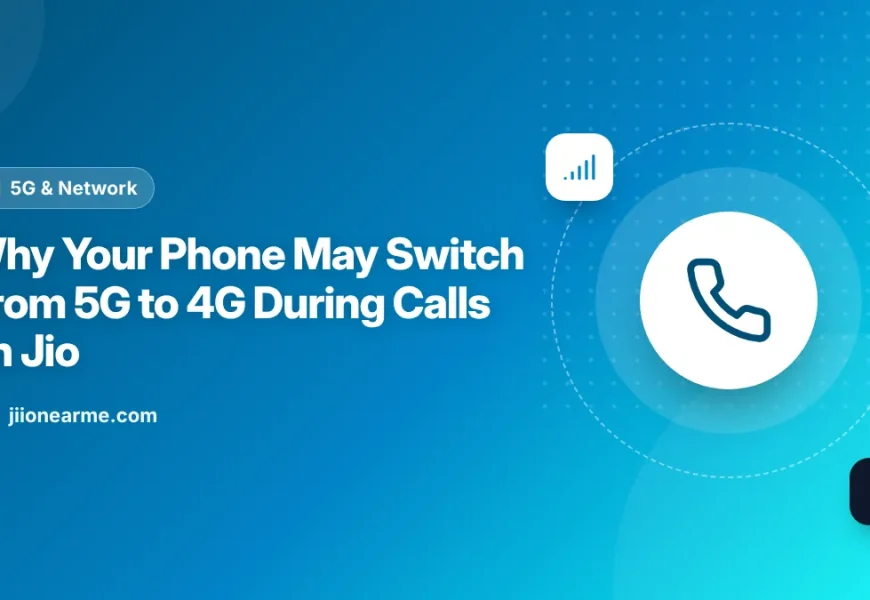 Illustration of a phone on a call with the status bar icon changing from 5G to 4G