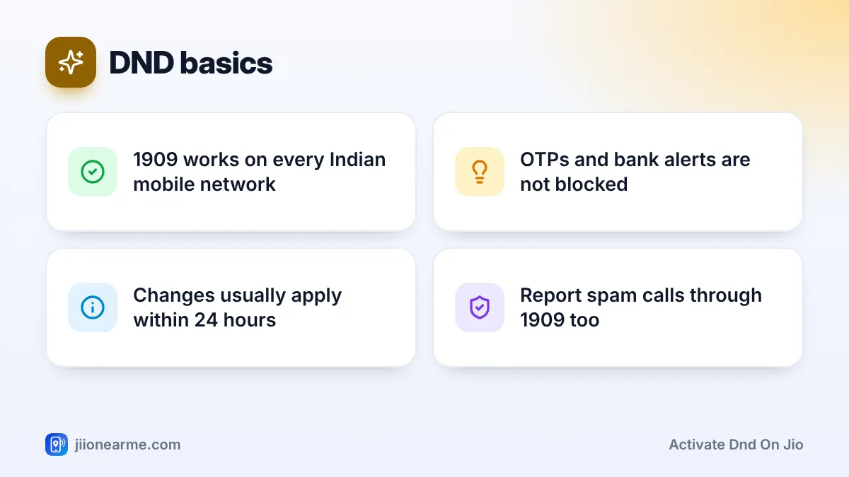 DND basics: 4 key tips infographic – How to Activate DND on Jio by Sending an SMS or Calling 1909