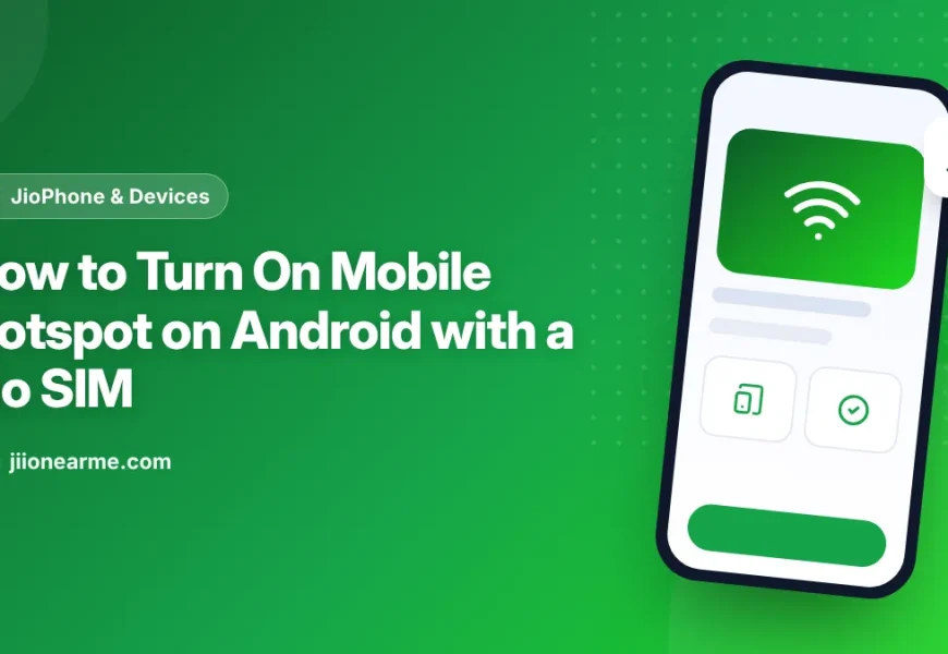 Illustration of an Android phone sharing Jio mobile data as a Wi-Fi hotspot with a laptop