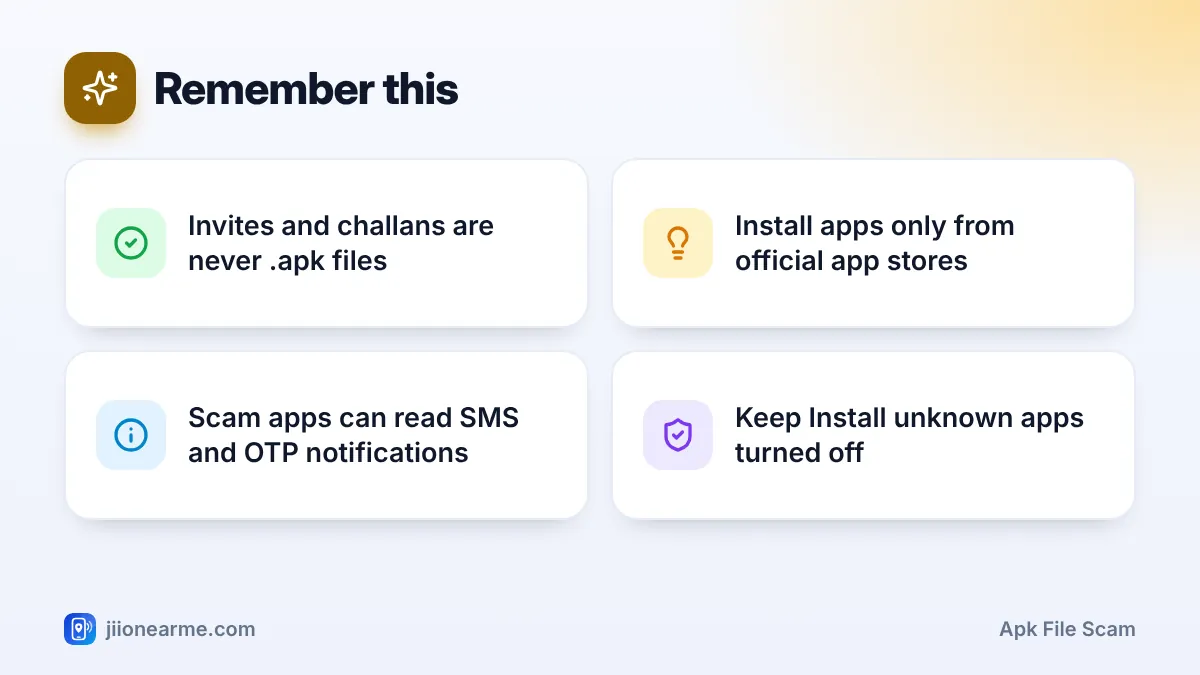 Remember this: 4 key tips infographic – APK File Scams on WhatsApp
