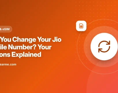 Illustration of an old and a new Jio mobile number with an arrow between them