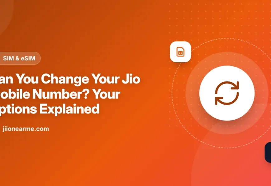 Illustration of an old and a new Jio mobile number with an arrow between them