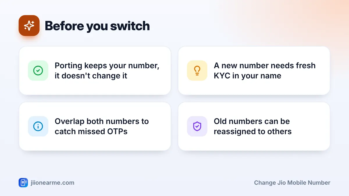 Before you switch: 4 key tips infographic – Can You Change Your Jio Mobile Number? Your Options Explained