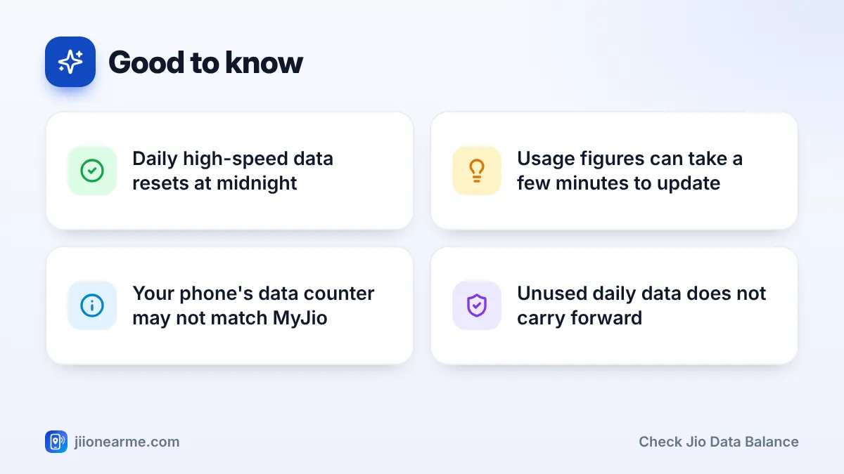 Good to know: 4 key tips infographic – How to Check Jio Data Balance in the MyJio App