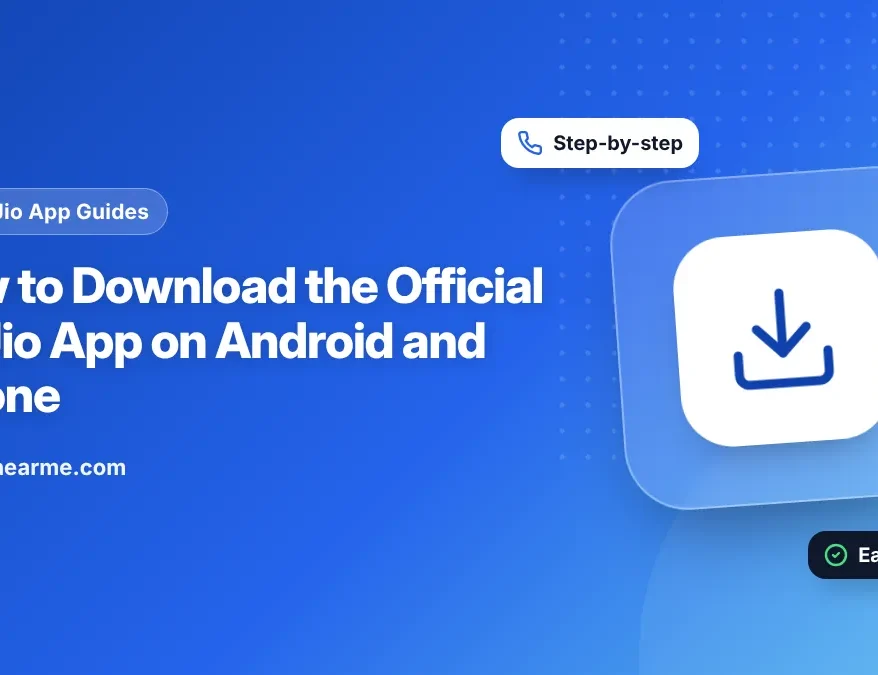 Illustration of a phone downloading the official MyJio app from an app store
