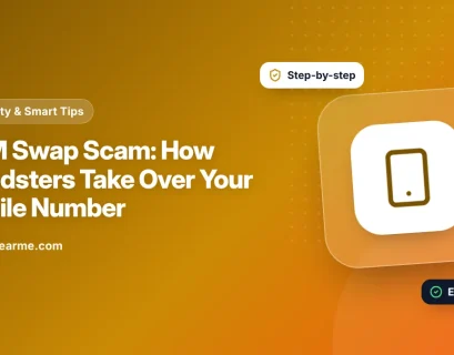 Illustration of a mobile number moving from one phone to a fraudster's phone through a digital eSIM