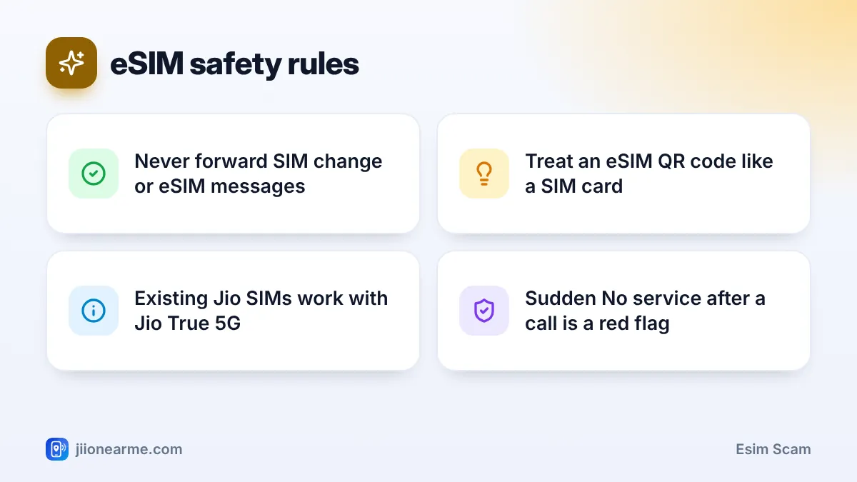 eSIM safety rules: 4 key tips infographic – eSIM Swap Scam
