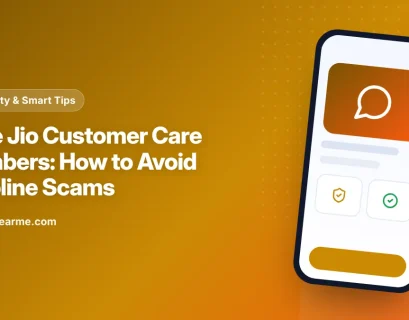 Illustration of a person on a phone call with a fake helpline agent marked by a warning icon