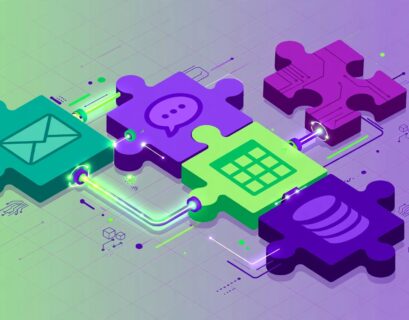 Colourful puzzle pieces connecting app icons in an automation flow for an activepieces.com review
