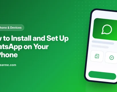 Illustration of a JioPhone keypad phone showing the WhatsApp chat list