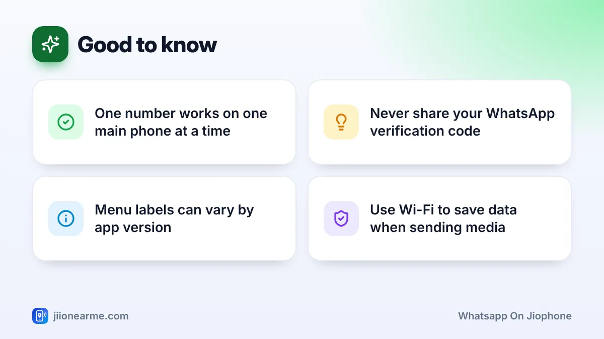 Good to know: 4 key tips infographic – How to Install and Set Up WhatsApp on Your JioPhone