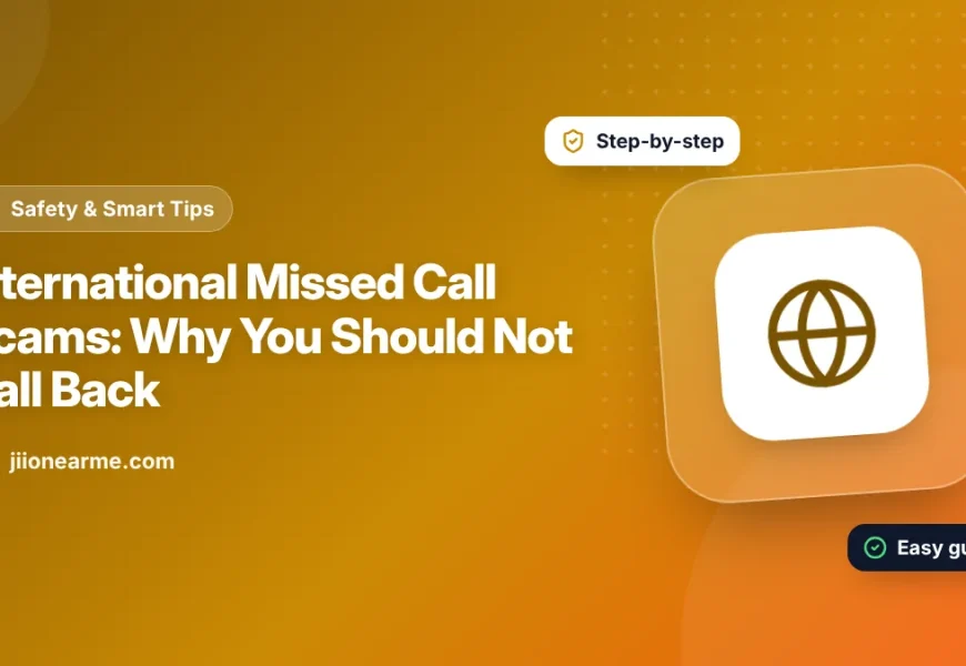Illustration of a phone showing several missed calls from unknown international numbers with a stop sign