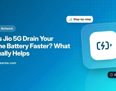 Illustration of a phone battery icon next to a 5G signal symbol