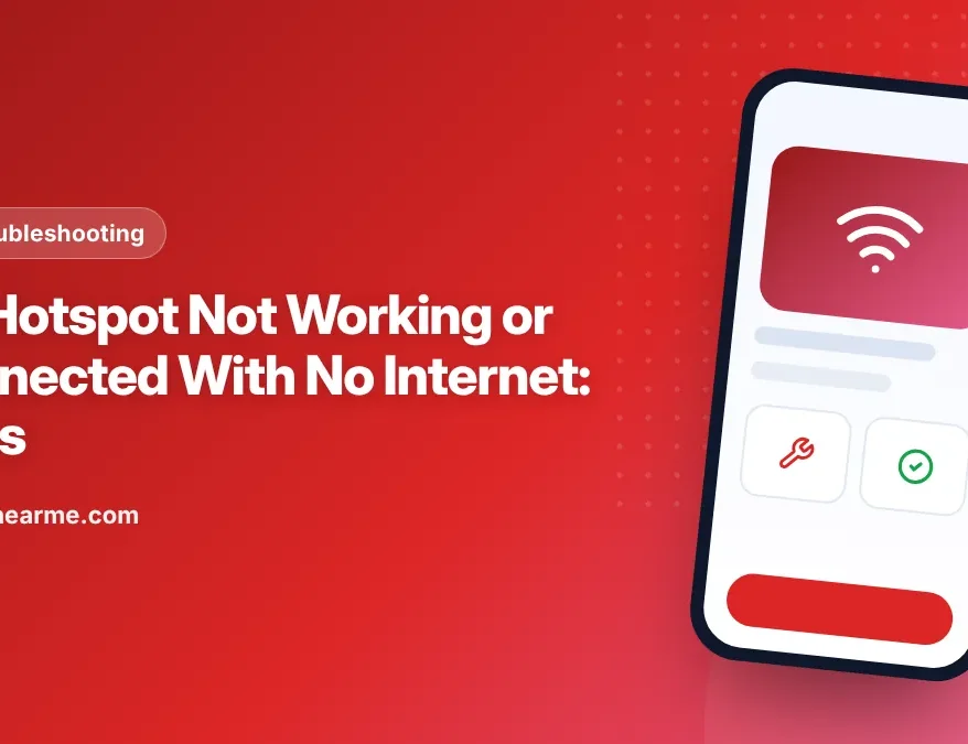 Illustration of a phone sharing a Jio mobile hotspot with a laptop showing no internet