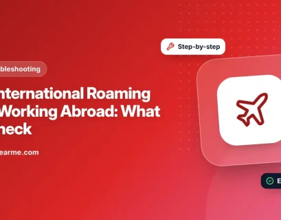 Illustration of a traveller at an airport checking a phone with a Jio roaming checklist