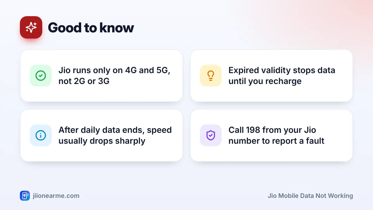Good to know: 4 key tips infographic – Jio Mobile Data Not Working