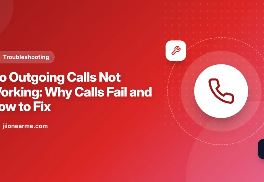 Illustration of a phone screen showing a failed outgoing call on a Jio SIM