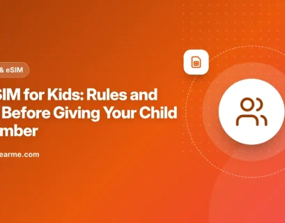 Illustration of a parent setting up a phone with a Jio SIM for a child