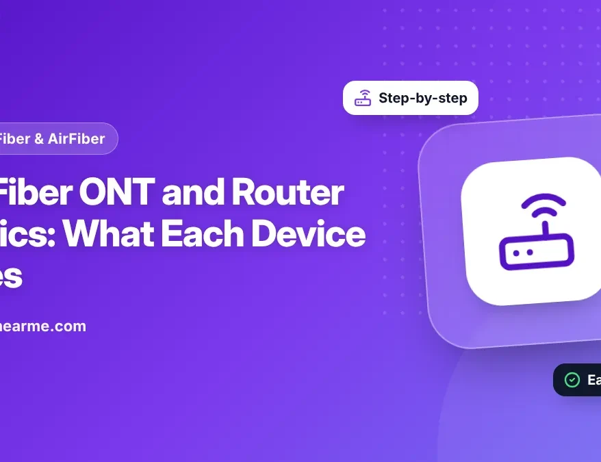 Illustration of a JioFiber ONT and Wi-Fi router connected by a fibre cable and an Ethernet cable