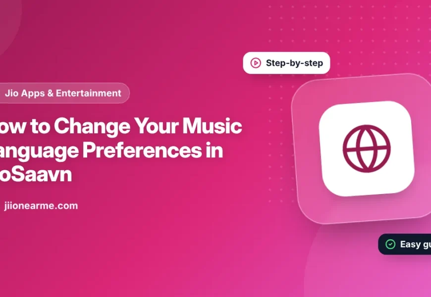 Illustration of a phone showing a list of music languages with ticks in the JioSaavn app