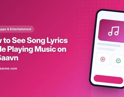Illustration of the JioSaavn player screen with highlighted song lyrics scrolling below the album art
