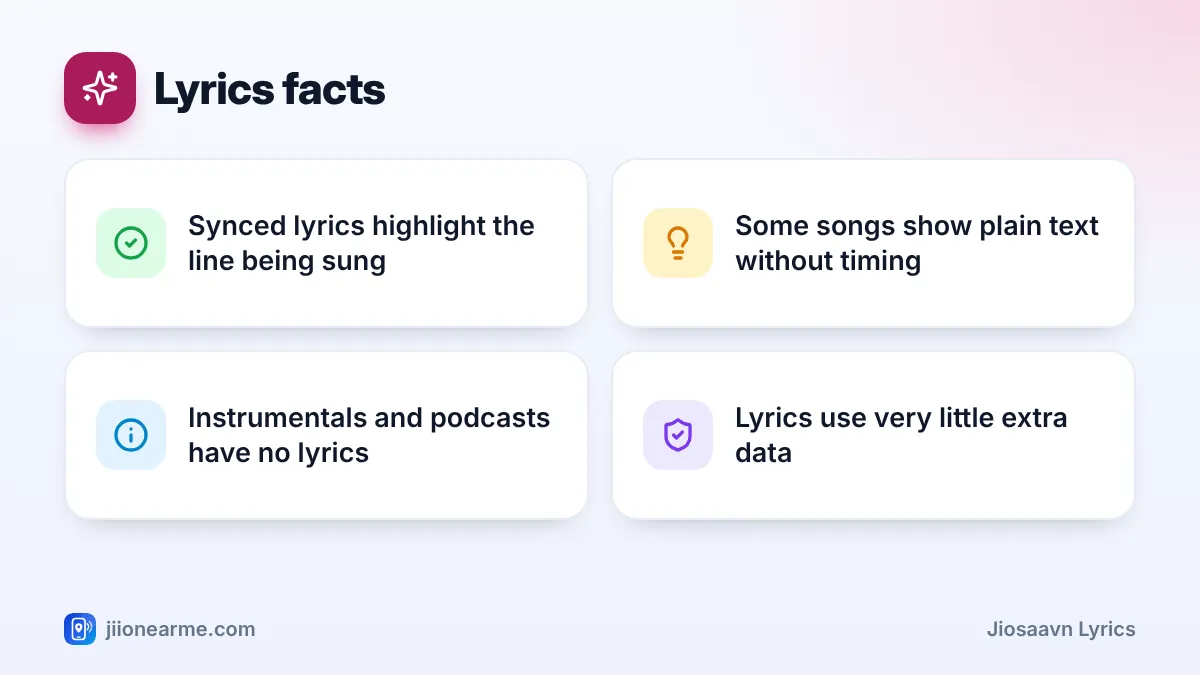 Lyrics facts – key tips | JioSaavn lyrics Lyrics facts: 4 key tips infographic – How to See Song Lyrics While Playing Music on JioSaavn