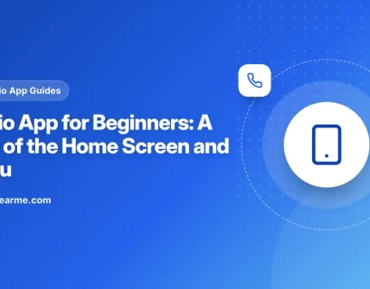 Illustration of the MyJio app home screen with labelled sections for plan, recharge and help