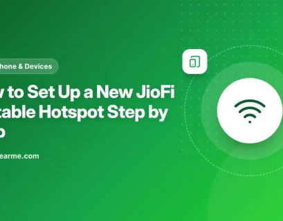 Illustration of a JioFi portable hotspot sharing Wi-Fi with a phone and a laptop