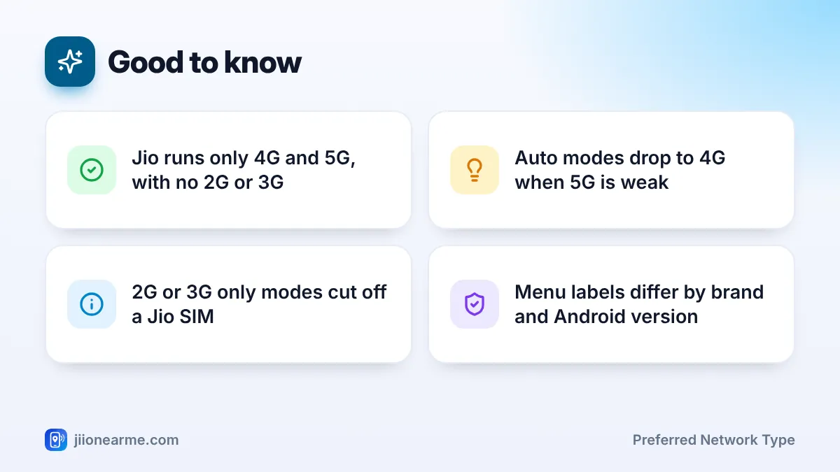 Good to know: 4 key tips infographic – Preferred Network Type Explained