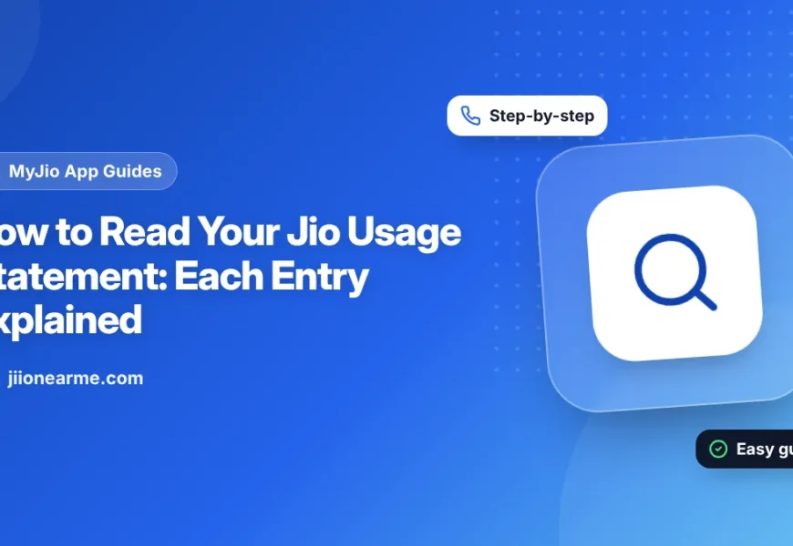 A Jio usage statement on a phone with data, call and SMS sections highlighted