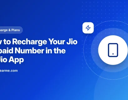 Illustration of a phone screen showing the recharge section of the MyJio app
