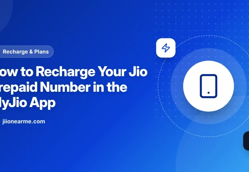 Illustration of a phone screen showing the recharge section of the MyJio app