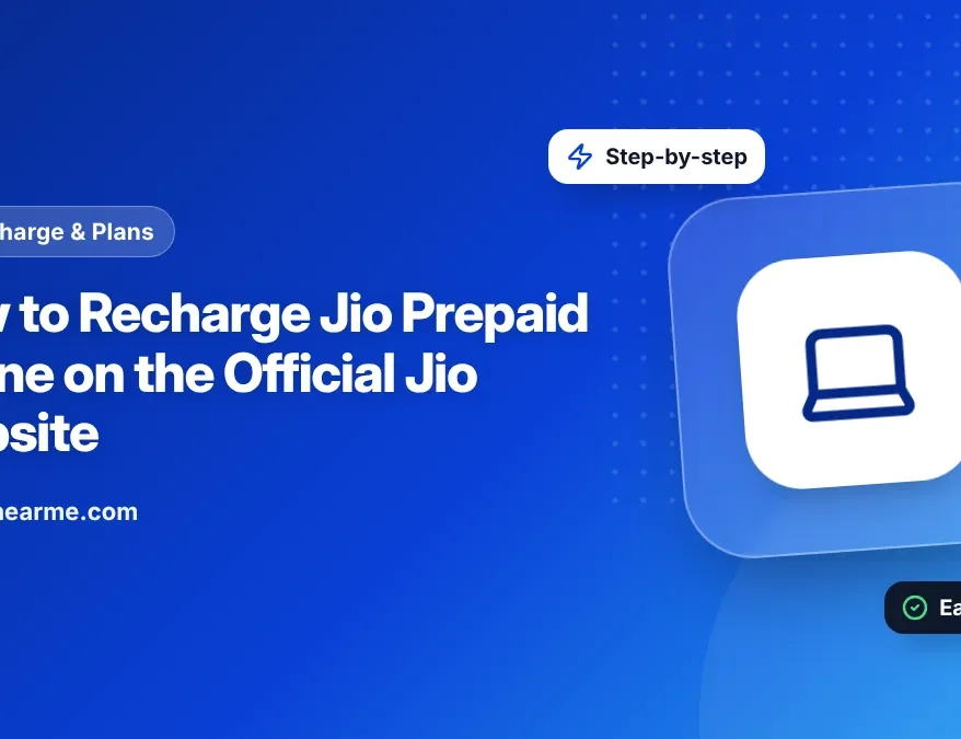 Illustration of a laptop browser showing the recharge page of the Jio website