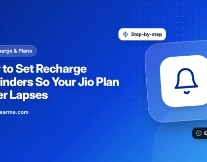 Illustration of a phone calendar reminder to recharge a Jio prepaid plan before expiry