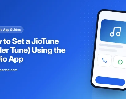 Phone screen showing the JioTunes section of the MyJio app with a song preview playing