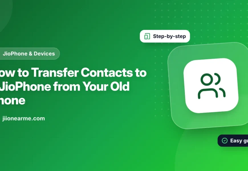Illustration of contacts moving from an old phone to a JioPhone keypad phone