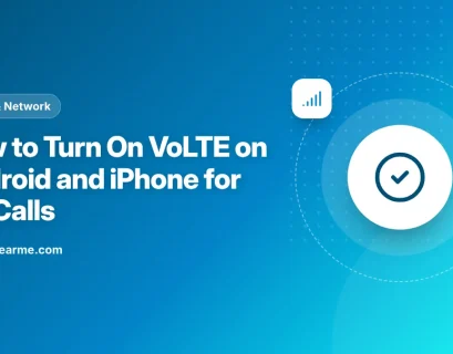 Illustration of an Android SIM settings screen with a VoLTE calls switch turned on for a Jio SIM
